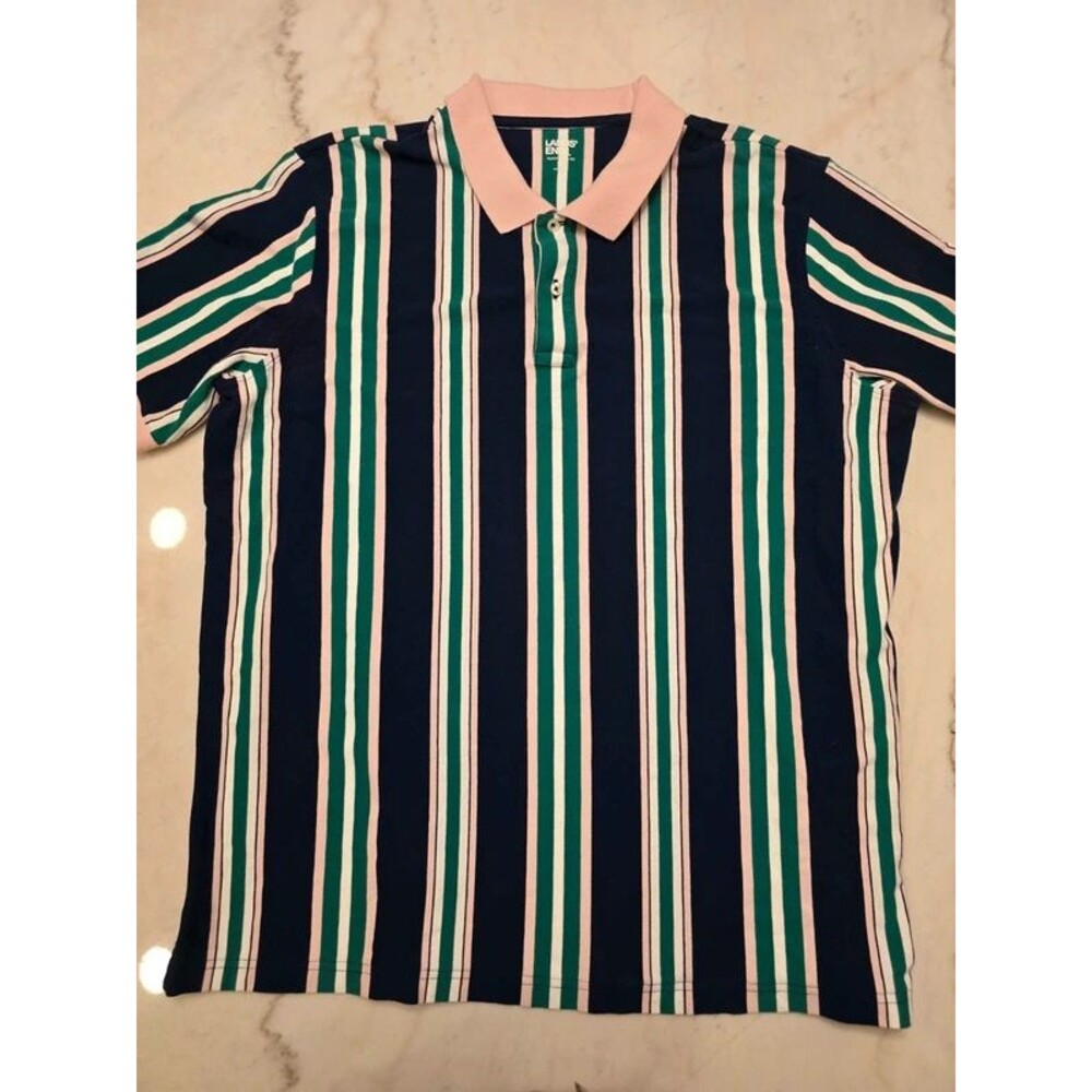 Lands end retro striped polo XXL preppy mens short sleeve